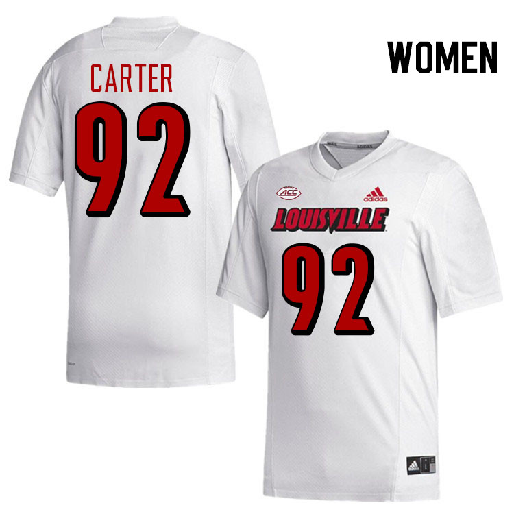 Women #92 Micah Carter Louisville Cardinals College Football Jerseys Stitched-White